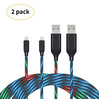 iChase Light Up Led Charging Cable, Advanced Current Visible Flowing EL LED Lights Charger Cable, Probably The World's Most Cool Cable-3ft (2pack Rainbow+Blue)