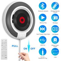 Mansso Portable CD Player with Bluetooth - Wall Mountable CD Music Player Home Audio Boombox with Remote Control FM Radio Built-in HiFi Speakers, MP3 Headphone Jack AUX Input Output