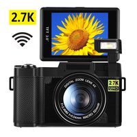 2.7K Digital Camera Vlogging Camera for YouTube 24.0MP Ultra HD WiFi Camera 3.0 Inch 180 Degree Rotation Flip Screen Retractable Flashlight