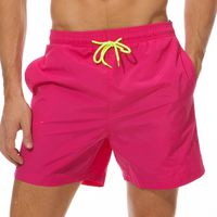 SILKWORLD Men's Swimming Surf Board Shorts Mesh Liner(US S Size-Asian Tag L, Waist 30.5" - 32", Rose Red)