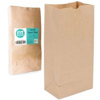 [125 Pack] Heavy Duty Kraft Paper Bags 16 x 8 x 5.5 20 LB Grocery Lunch Retail Shopping Durable Natural Brown Barrel Sack