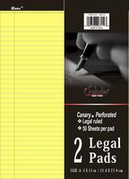 iScholar Canary Legal Pads, 2-Pack, 8.5 x 11.75 Inches, 50 Sheets per Pad (98112)