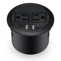 Kungfuking Desktop Power Grommet Power Outlet Socket Desk Data Center 2 Outlet with 2 USB Ports with 10 FT Extension Cord
