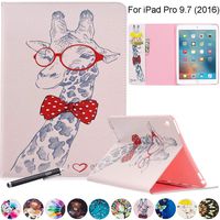 NewShine iPad Pro 9.7 Case, Premium Synthetic Leather Stand Case Cover with [Card Solts] for Apple iPad Pro 9.7 inch 2016 Release Table (Giraffe)