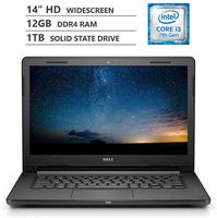 Dell Vostro 14" HD LED-Backlit Widescreen Business Laptop, Intel Core i3-7020U 2.30GHz Processor, 12GB DDR4 RAM, 1TB Solid State Drive, HDMI, VGA, Wireless-AC, Bluetooth 4.2, Windows 10 Pro, Black