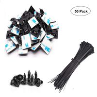 50 Pack Cable Tie Mount and Zip Tie,Strong-Adhesive-Backed Mounts Cable Tie Mounts Wire Tie Base Holders Perfect for Wire Clips Cable Management Zip Tie Anchors