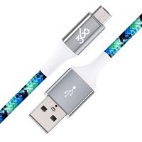 360 Electrical 360652-TQ Habitat 4ft Premium Braided Charging Cable with Micro USB Connector - Active Collection-Turquoise