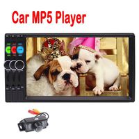 HD 7 Inch Universal 2 DIN in Dash Bluetooth Car Stereo MP5 Player Support MP3/ MP4/ USB/TF/FM Radio Entertainment Video Music Playing with Remote Control +Free Rear View Camera