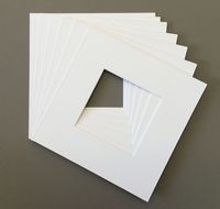 Pack of 25 12x12 Square White Picture Mats with White Core Bevel Cut for 8x8 Pictures