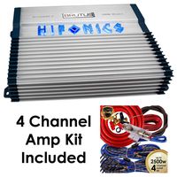 Hifonics BXX800.4 Brutus 800W RMS 4 Channel A/B Speaker Car Audio Amplifier with Amp Kit