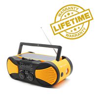 Crank Radio, NOAA Weather Radio, Audio Speaker, RunningSnail AM/FM Emergency Radio with 4000mAh Battery, 1W Flashlight, 4LED Reading Lamp,1W Solar Panel Charger, SOS Alarm (Orange)