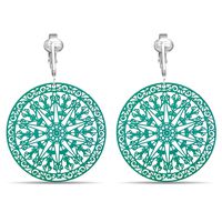 Aloha Earrings Lovely Victorian Filigree Clip On Earrings for Women Clip-ons, Lightweight Teardrop Leaf Dangle (Large Round Filigree- Sea Green)