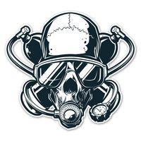Scuba Diver Skull - 4 Inch Full Color Decal for Macbooks or Laptops - Proudly Made in The USA from Adhesive Vinyl