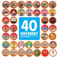 Two Rivers Coffee Flavored Coffee Pods Variety Pack Sampler, Compatible With 2.0 Keurig K Cup Brewers, 40Count - 40 Assorted Flavors