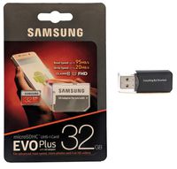 Samsung Evo Plus 32GB MicroSD Memory Card & Adapter Works with GoPro Hero 8 Black (Hero8), Max 360 UHS-I, U1, Speed Class 10, SDHC (MB-MC32G) with (1) Everything But Stromboli (TM) Micro Card Reader