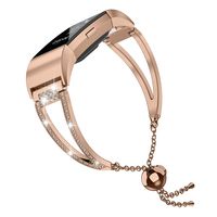 Moolia Compatible with Fitbit Charge 2 Bands for Women, Bling Jewelry Bracelets Adjustable Stainless Steel Metal Bands Small Bangle Straps Rose Gold Silver Black (Rose Gold)