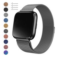 Meikeio Metal Replacement Bands Compatible for Fitbit Versa/Versa Lite Edition/Versa 2, Stainless Steel Metal Bracelet(Space Grey,Small)