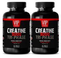 Muscle Increase - CREATINE TRI-Phase 5000 - creatine flavorless - 2 Bottles (180 Tablets)