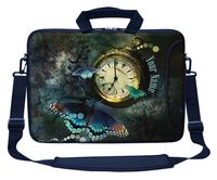 Meffort Inc Custom/Personalized Laptop Bag with Side Pocket & Shoulder Strap for Notebook Ultrabook Chromebook, Customized Your Name (13.3 Inch, Butterfly Clock Design)