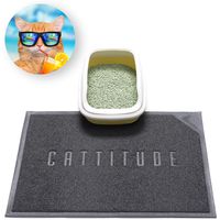 WePet Cat Litter Mat, Kitty Litter Trapping Mat, M Size, Premium Durable Soft PVC Rug, No Phthalate, Urine Waterproof, Easy Clean, Washable, Scatter Control, Box Carpet, Cattitude, 30 x 20 Inch Grey