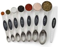 Spring Chef Magnetic Measuring Spoons Set, Dual Sided, Stainless Steel, Fits in Spice Jars, Set of 8