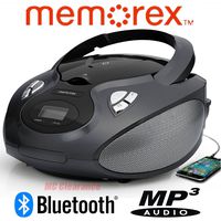 Bluetooth CD/MP3 Boombox AM/FM Tuner with Digital Display Memorex MP3451BLK - Black (Renewed)