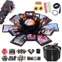 RECUTMS Explosion Box DIY Scrapbooking Set Handmade Photo Album,Gift Box with 6 Faces for Christmas Gift Wedding Memory Book (6 Sides)