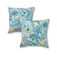 Greendale Home Fashions 17" Outdoor Accent Pillows in Painted Paisley (Set of 2), Baltic