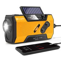 RunningSnail Solar Crank NOAA Weather Radio for Emergency with AM/FM, Flashlight, Reading Lamp and 2000mAh Power Bank（Orange）