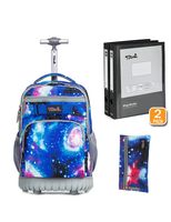 Tilami Rolling Backpack 18 inch Binder and Pencil Case Laptop Backpack, Galaxy