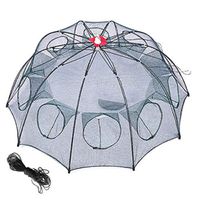 m·kvfa Holes Automatic Fishing Net Shrimp Cage Nylon Foldable Crab Fish Trap Cast Hand-Casting Net Cast Folding Fishing Network (10 Holes)