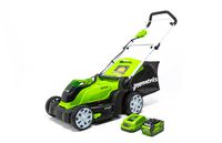Greenworks 17-Inch 40V Cordless Lawn Mower, 4.0Ah Battery and Charger Included MO40B411