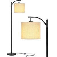 Brightech Montage - Bedroom & Living Room Floor Lamp - Reading Standing Light with Arc Hanging Shade - Indoor, Tall Pole Lamp for Office - Suits Mid Century Modern & Farmhouse - with LED Bulb - Black