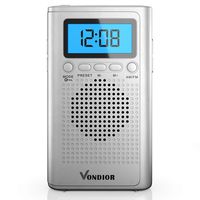 AM FM Portable Digital Radio- Best Reception and Longest Lasting. AM FM Digital Pocket Player Operated by 2 AAA Battery, Stereo Headphone Pocket (Silver, Blue), by Vondior