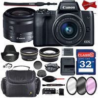 Canon EOS M50 Mirrorless Digital Camera with 15-45mm Lens Video Kit (Black) with Complete Accessory Bundle (22 Items)