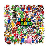 Super Mario Cartoon Waterproof Laptop Stickers Waterproof Skateboard Snowboard Car Bicycle Luggage Decal 50pcs Pack (Super Mario)