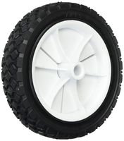 Shepherd Hardware 9611 7-Inch Semi-Pneumatic Rubber Replacement Tire, Plastic Wheel, 1-1/2-Inch Diamond Tread, 1/2-Inch Bore Offset Axle,White