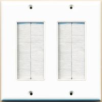 RiteAV - Dual Gang Wall Plate with Brush Bristles - White [Now Fits Larger Cables]