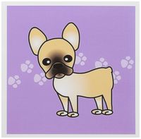 3dRose Cute Black Masked Fawn Cream French Bulldog Purple with Pawprints - Greeting Cards, 6 x 6 inches, set of 12 (gc_25345_2)