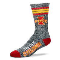 For Bare Feet Originals NCAA Sports Marbled 4 Stripe Deuce Crew Sock - Size: Large - Iowa State