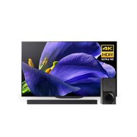 Sony XBR-77A9G 77 Inch TV: MASTER Series BRAVIA OLED 4K Ultra HD Smart TV with HDR and Alexa Compatibility -  X9000F 2.1ch Dolby Atmos Soundbar and HT-X9000F Wireless Subwoofer - 2019 Model