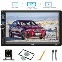 7 Inch Double Din Car Stereo Compatible with Bluetooth Headunit TF USB FM Aux-in Radio Audio Touchscreen MP5 Player Receiver Support Android & iPhone Mirror Link with Backup Rear-View Camera