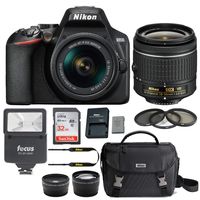 Nikon D3500 DSLR Camera with AF-P DX NIKKOR 18-55mm f/3.5-5.6G VR Lens- Bundle Case, 32GB Card, Flash, Filters, Accessories