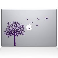 The Decal Guru 2094-MAC-12M-LAV Tree with Birds Decal Vinyl Sticker, Lavender, 12" MacBook