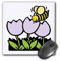 3dRose LLC 8 x 8 x 0.25 Inches Flowers N Bee 4 Kids Pattern Mouse Pad (mp_50889_1)