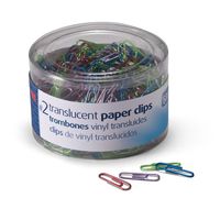 Officemate Translucent Paper Clips, Size 2, Assorted Colors, Box of 6 Tubs of 600 Each (97211)