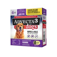 Advecta 3 Flea & Tick Topical Treatment, Flea & Tick Control for Dogs, Large, 4 Month Supply