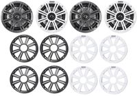 (4) KICKER 45KM654 6.5" 390w Marine Boat Speakers KM65 w/Charcoal+White Grilles