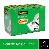 Scotch Magic Tape, Numerous Applications, Invisible, Cuts Cleanly, Engineered for Office and Home Use, 3/4 x 1000 Inches, Boxed, 4 Refill Rolls (810K4)