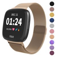 Limque Magnetic Bands Compatible with Fitbit Versa/Versa 2/Versa Lite/SE, Women Men Metal Adjustable Replacement Wristband for Fitbit Versa Smart Watch Multi-Color (Champagne Gold, Small)